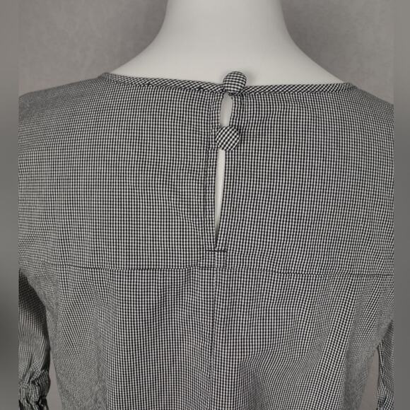 J. Crew Factory Micro Gingham Plaid Bow Sleeve Top Size XS - Picture 11 of 13